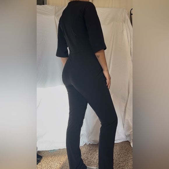 Zero + Maria Cornejo Black Quarter Sleeve Straight Pleated Jumpsuit Size 4 - Picture 4 of 9